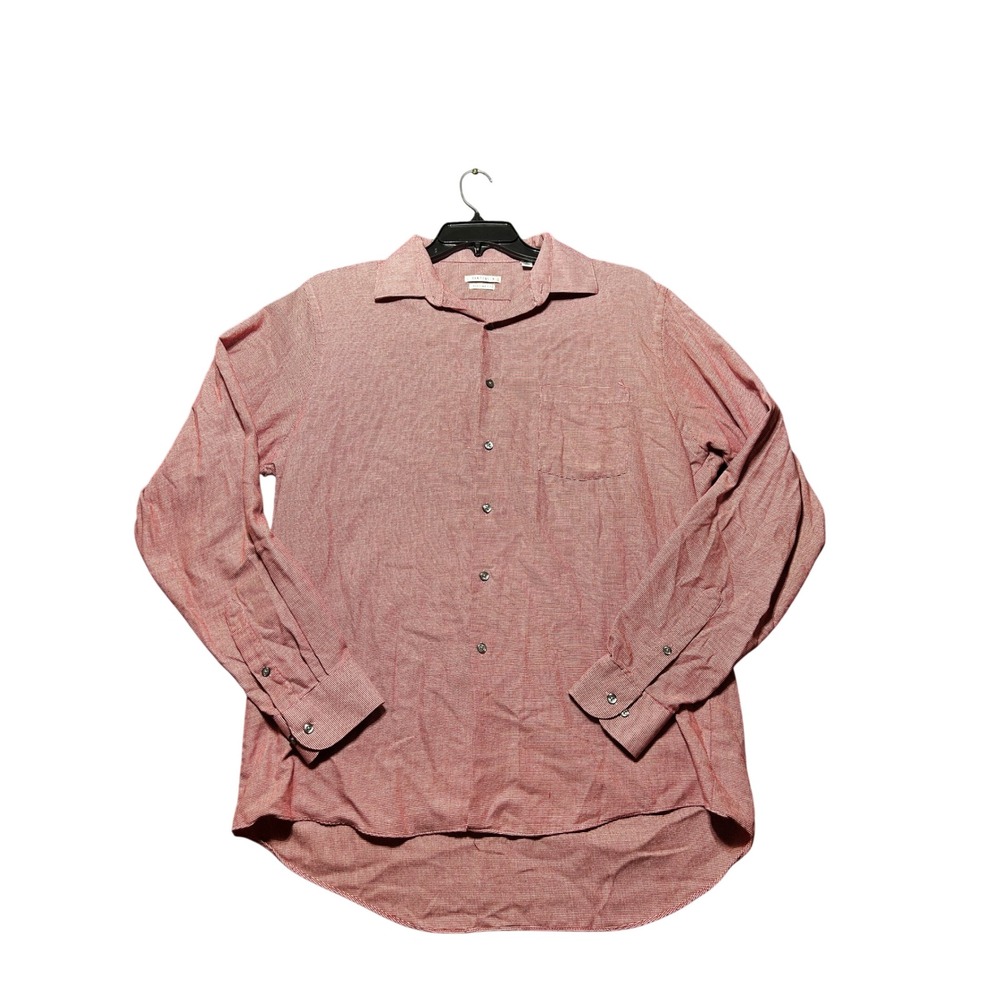 Van Heusen Button Down Shirt‎ Men L Red Excellent Regular Fit Long Sleeve